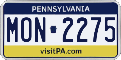 PA license plate MON2275