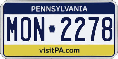 PA license plate MON2278