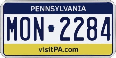 PA license plate MON2284