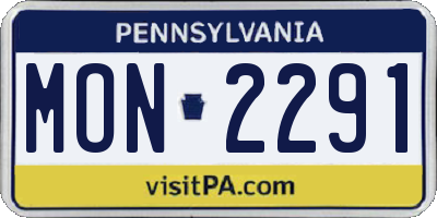 PA license plate MON2291