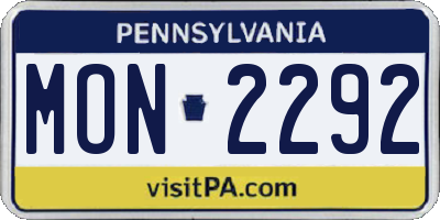 PA license plate MON2292