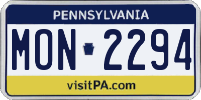 PA license plate MON2294