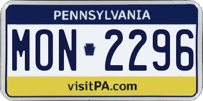 PA license plate MON2296
