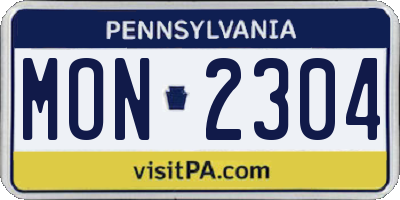 PA license plate MON2304