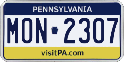 PA license plate MON2307