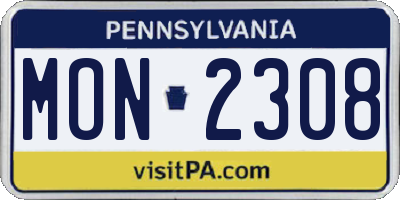 PA license plate MON2308