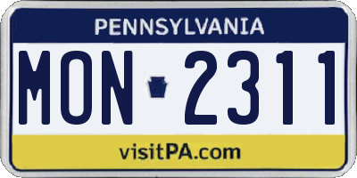 PA license plate MON2311