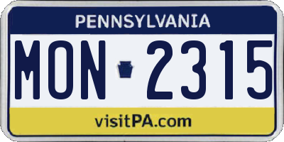 PA license plate MON2315
