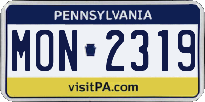 PA license plate MON2319