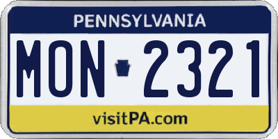 PA license plate MON2321