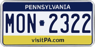 PA license plate MON2322