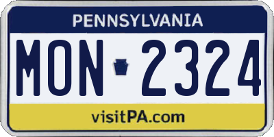 PA license plate MON2324