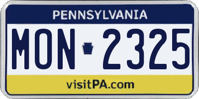 PA license plate MON2325