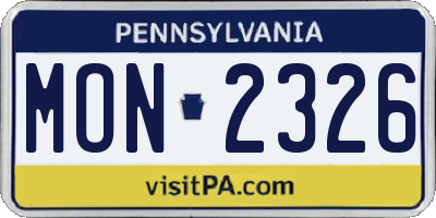 PA license plate MON2326