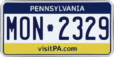 PA license plate MON2329