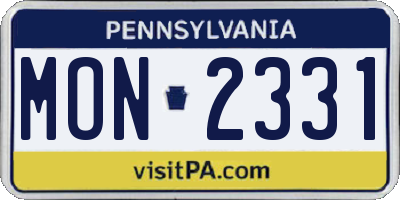 PA license plate MON2331