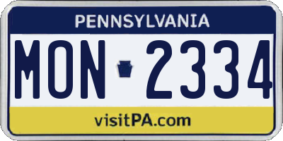 PA license plate MON2334