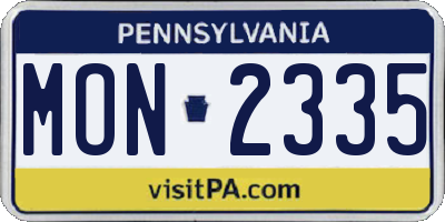PA license plate MON2335