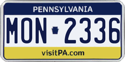 PA license plate MON2336