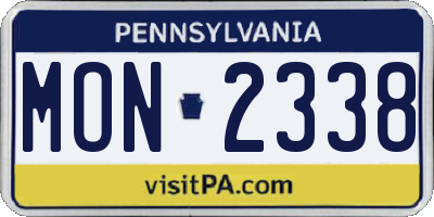PA license plate MON2338
