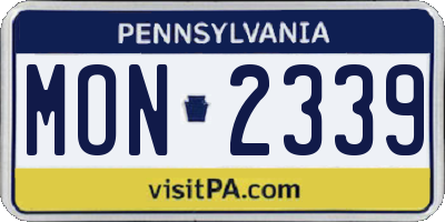 PA license plate MON2339