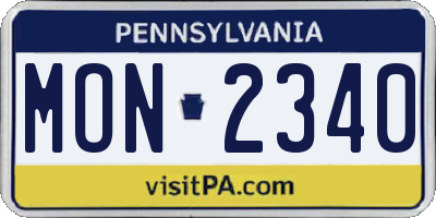 PA license plate MON2340