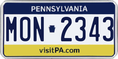 PA license plate MON2343