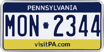 PA license plate MON2344