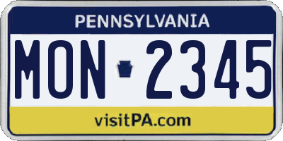 PA license plate MON2345
