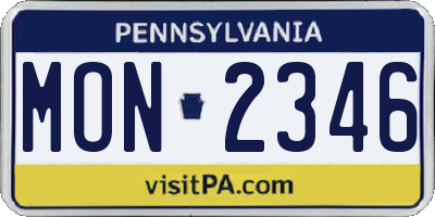 PA license plate MON2346
