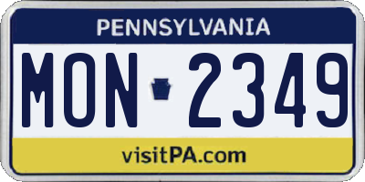 PA license plate MON2349