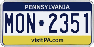 PA license plate MON2351