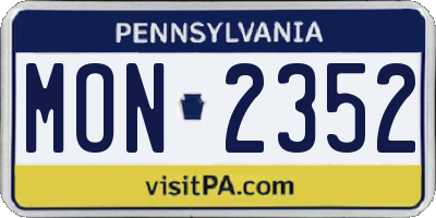 PA license plate MON2352