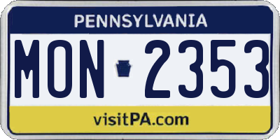 PA license plate MON2353