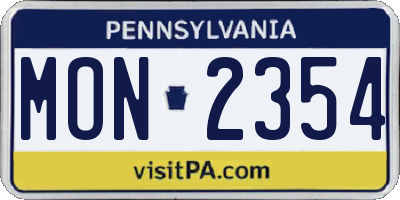 PA license plate MON2354
