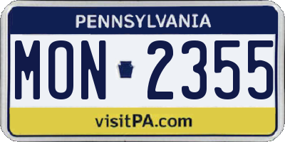 PA license plate MON2355