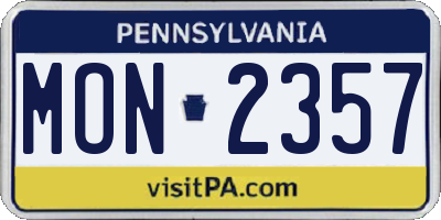 PA license plate MON2357