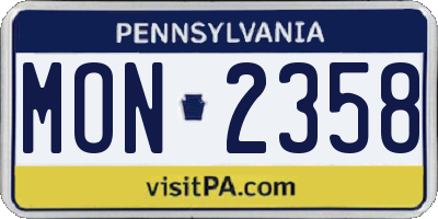PA license plate MON2358