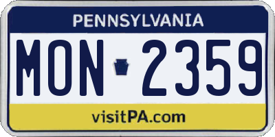 PA license plate MON2359