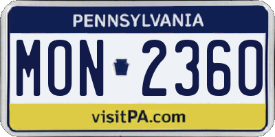 PA license plate MON2360