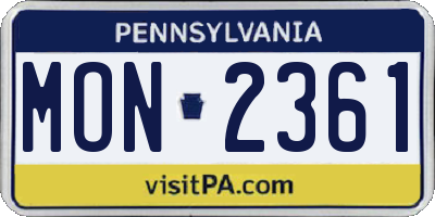 PA license plate MON2361