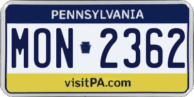 PA license plate MON2362