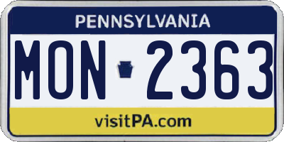 PA license plate MON2363