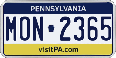 PA license plate MON2365