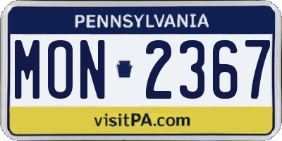 PA license plate MON2367