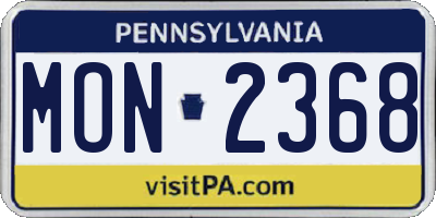 PA license plate MON2368
