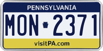 PA license plate MON2371