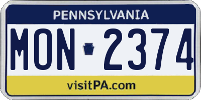 PA license plate MON2374