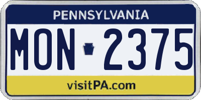PA license plate MON2375