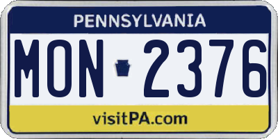PA license plate MON2376